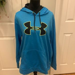 Under Armour Neon Green and Blue Loose Fit Hoodie- Size L